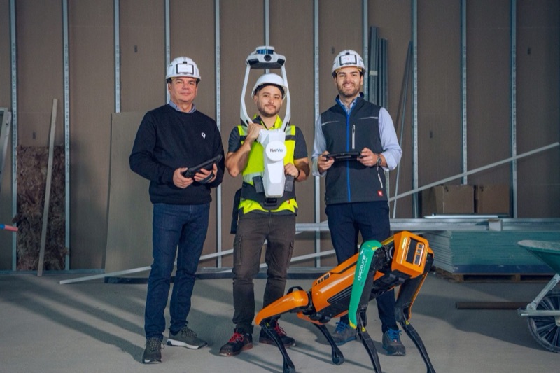 Team with laser scanner and the robot dog Spot
