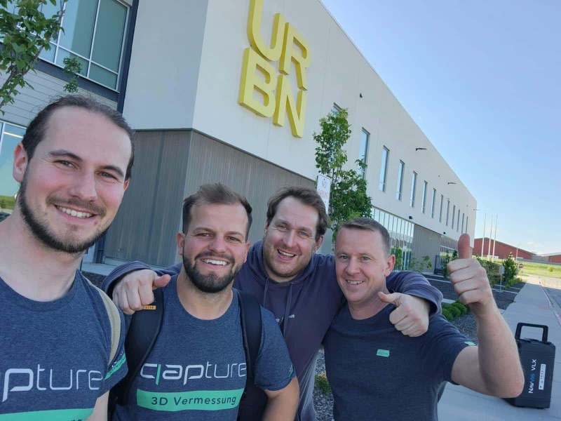 Scan team in front of a distribution centre in the USA