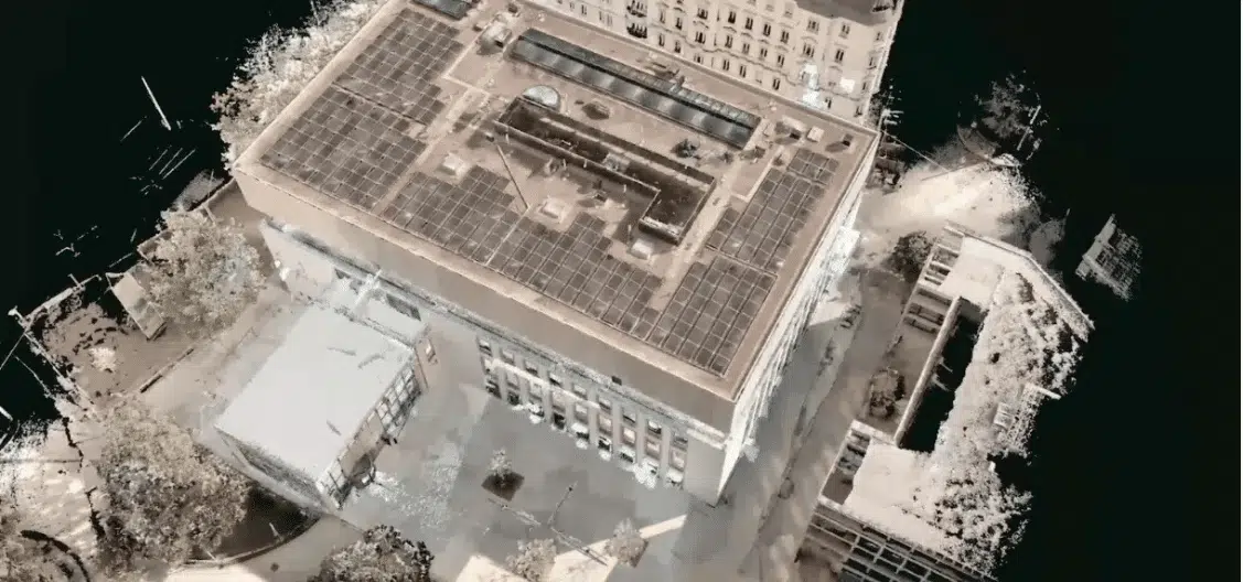 Point cloud of the building seen from above.