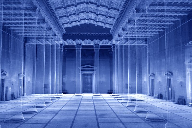 Austrian Parliament, historic hall captured as a point cloud