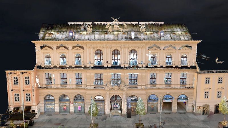 Point cloud of the Sparkasse façade on the Promenade in Linz