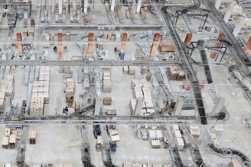 Urban Outfitters distribution centre, conveyors from above